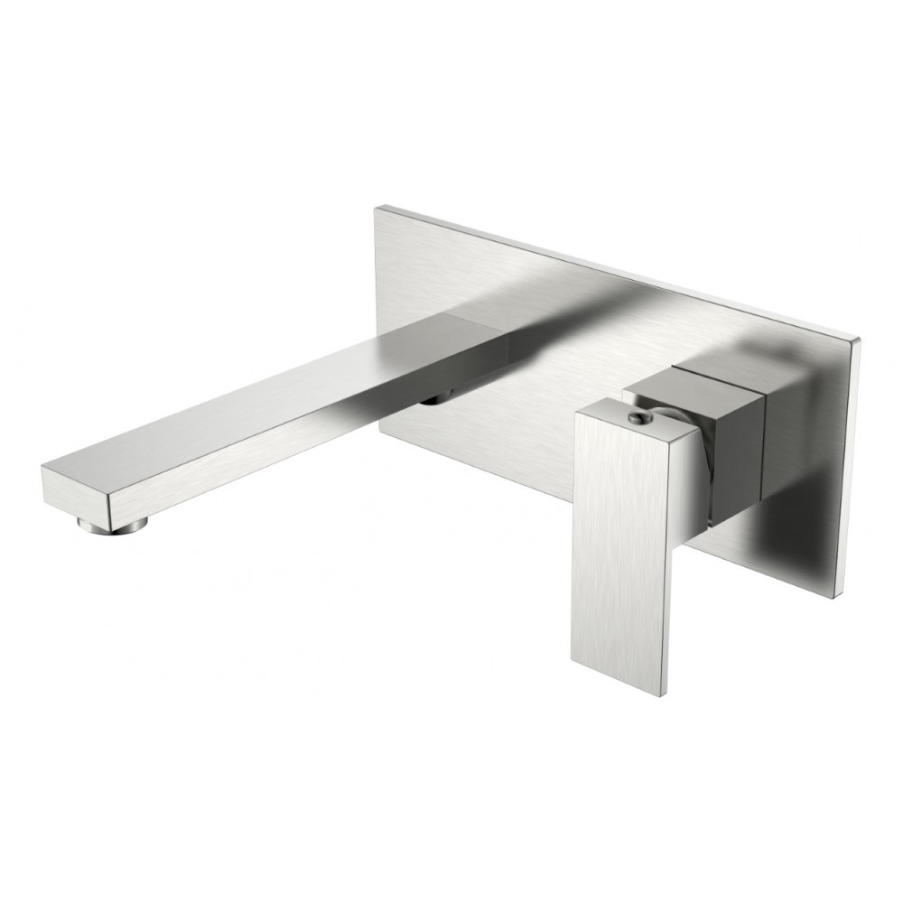 Смеситель для умывальника из стены Qubic Brushed Nickel