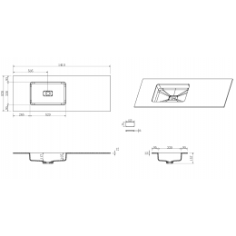 QUATRO 140 раковина-моноблок ANTHRACITE (раковина слева)