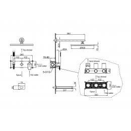 Смеситель встроенный для душа с верхней лейкой и изливом SPECTRE Nickle Brush