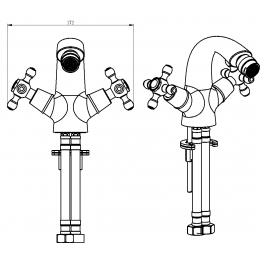 Смеситель для биде ROYAL CRYSTAL black, золото_Комплект