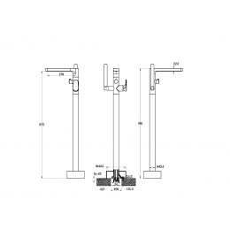 Смеситель напольный SPECTRE GunMetal