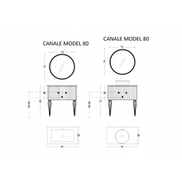 Тумба Canale 80 черная + Золото_Комплект