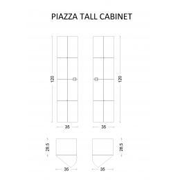 Пенал Piazza белый+хром без ножек_Комплект