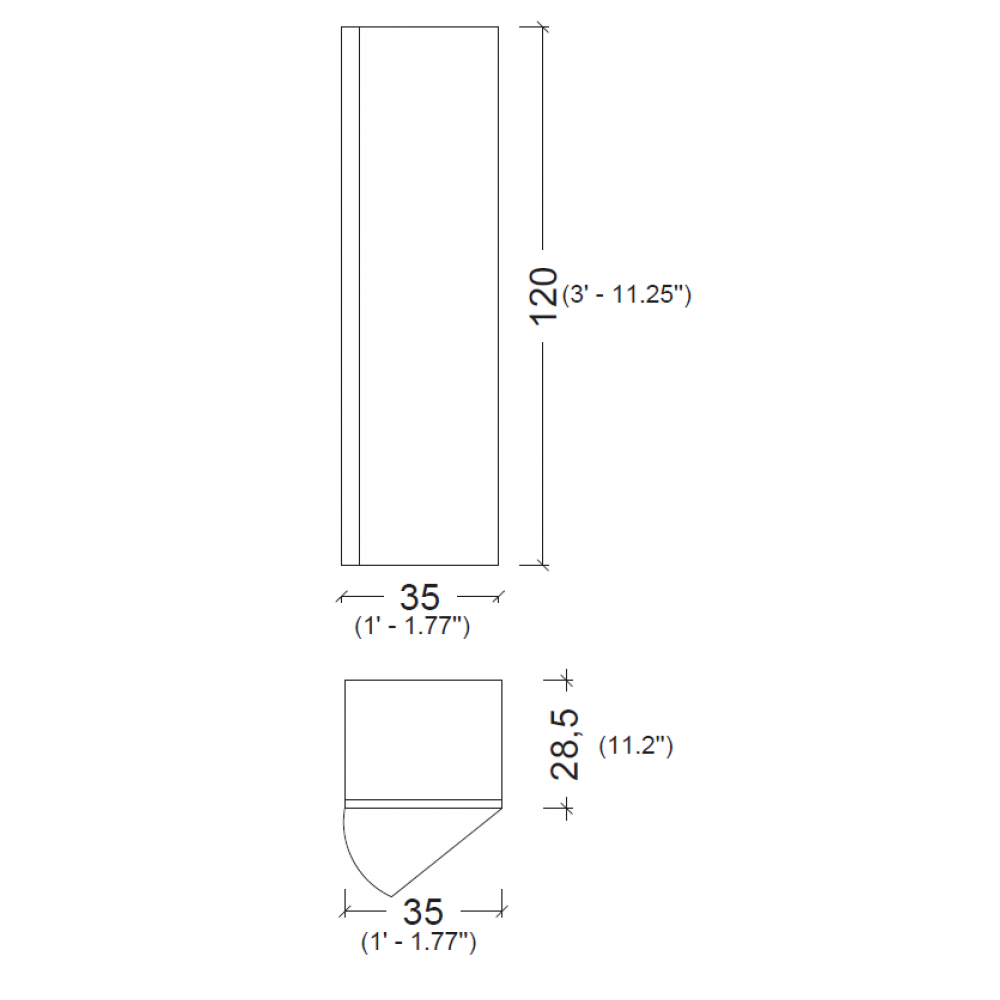 Пенал Vallessi 120*35*28,5cm Антрацит матовый