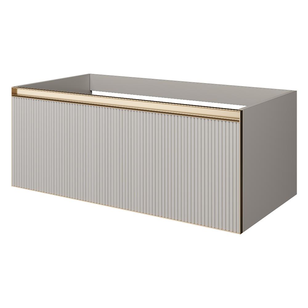 QUATRO 1 100CM тумба рифл CASHMERE FUGA профиль MATT GOLD с подсветкой