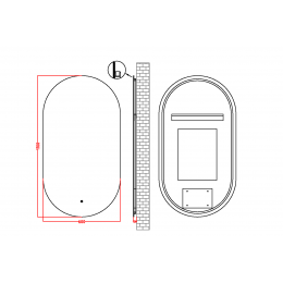 Зеркало овальное , мет. рама, подсв., сенсор, антизапотевание, 60*110, CHROME