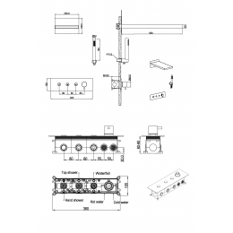 Встроенная душевая система FUSION, трехпозиционная BLACK