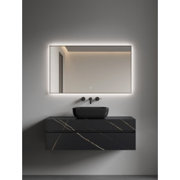 Прямоугольное зеркало , мет. рама, подсв., сенсор, антизапотевание, 120*70 BLACK