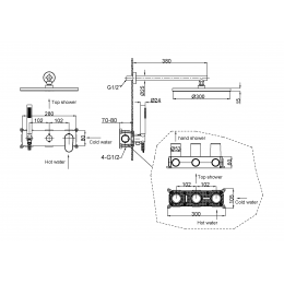 Смеситель встроенный для душа с верхней лейкой SPECTRE Matt White