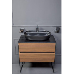 Тумба без раковины Vallessi 80*46cm DARK OAK мат. 2 полки,