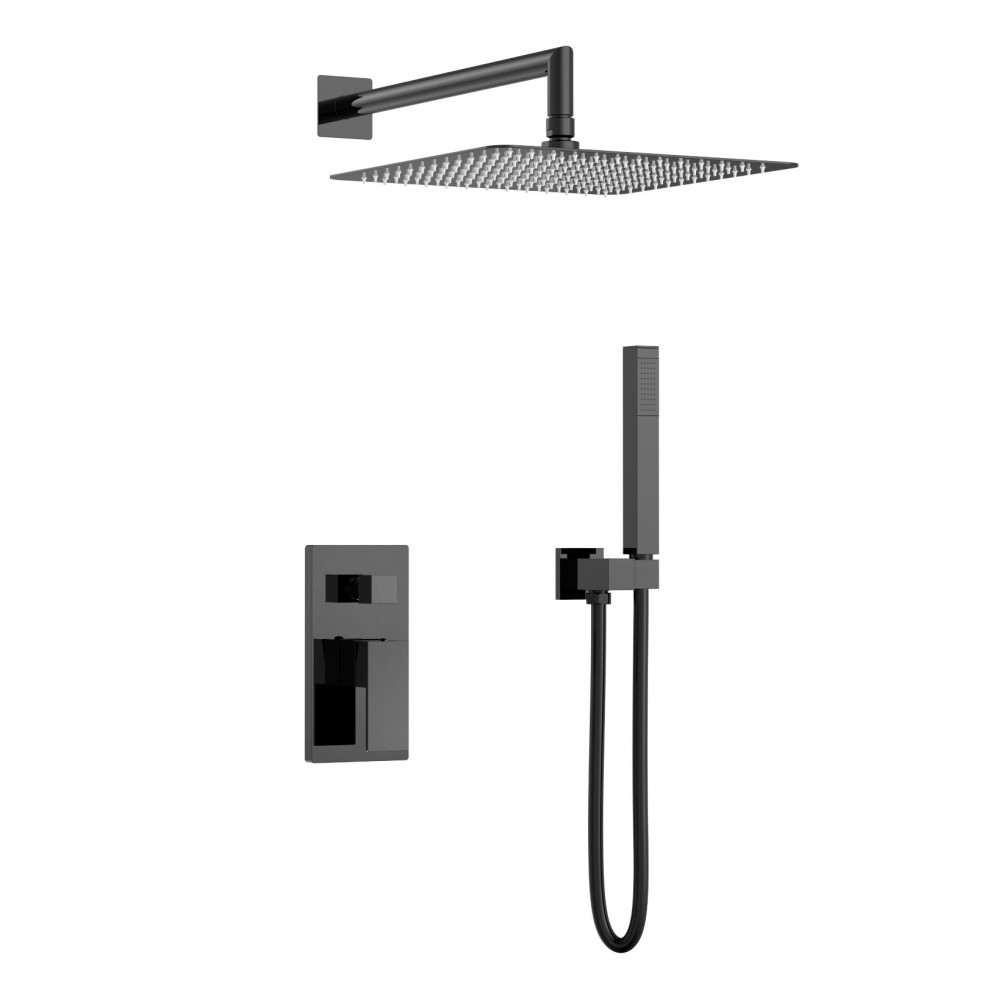 Смеситель встроенный для душа QUBIC Shine Gun Metal