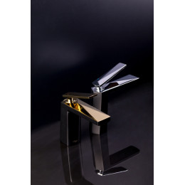 Смеситель для умывальника высокий VENTURO черный + хром