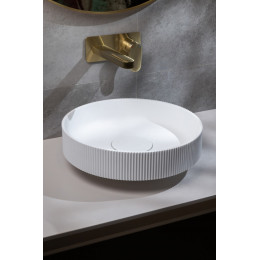 Раковина накладная рифленая Corian 400*130 Matte white