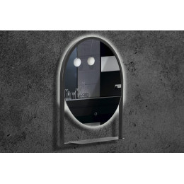 Зеркало Vallessi круглое с полочкой антрацит 80*90