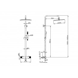 Душевая стойка c термостатом, Matt White, UNO