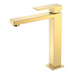 Смеситель для умывальника высокий Qubic Shine Gold