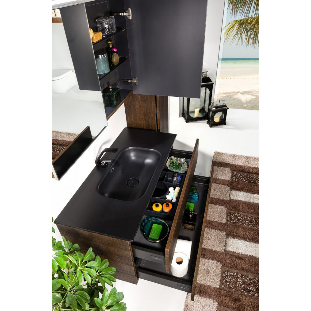 Зеркальный шкаф Vallessi 100 DARK OAK с подстветкой