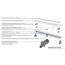 Душевой лоток B&T INFINITY 80см, нерж.сталь МАТ. ЗОЛОТО