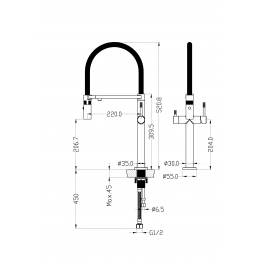 Смеситель для кухни UNO NIKEL BRUSH  c краном для питьевой воды
