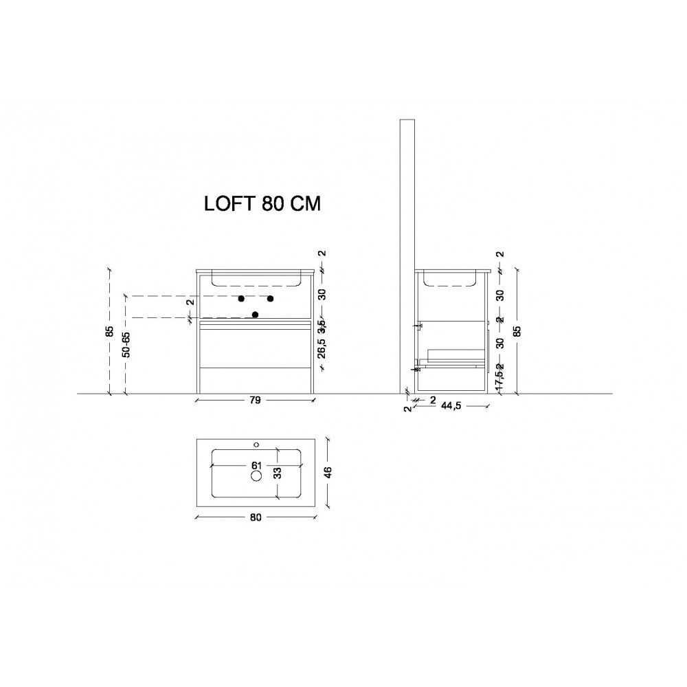 Ящик под консоль LOFT 80 белый, 1 полка