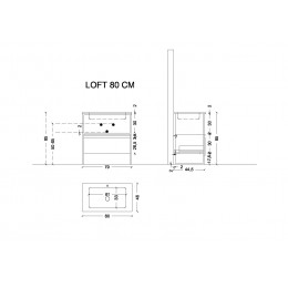 Ящик под консоль LOFT 80 белый, 1 полка