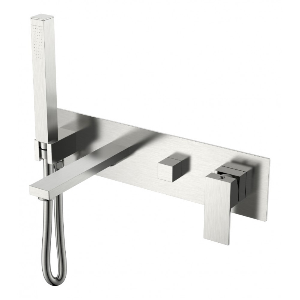 Смеситель для ванны встроенный Qubic Brushed Nickel