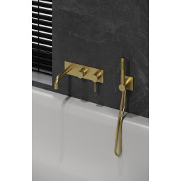 Смеситель встроенный + ручной душ + излив Uno Matt Gold