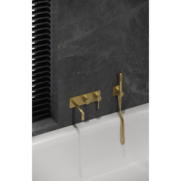 Смеситель встроенный + ручной душ + излив Uno Matt Gold