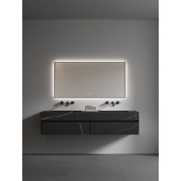 Прямоугольное зеркало , мет. рама, подсв., сенсор, антизапотевание, 140*70 GOLD