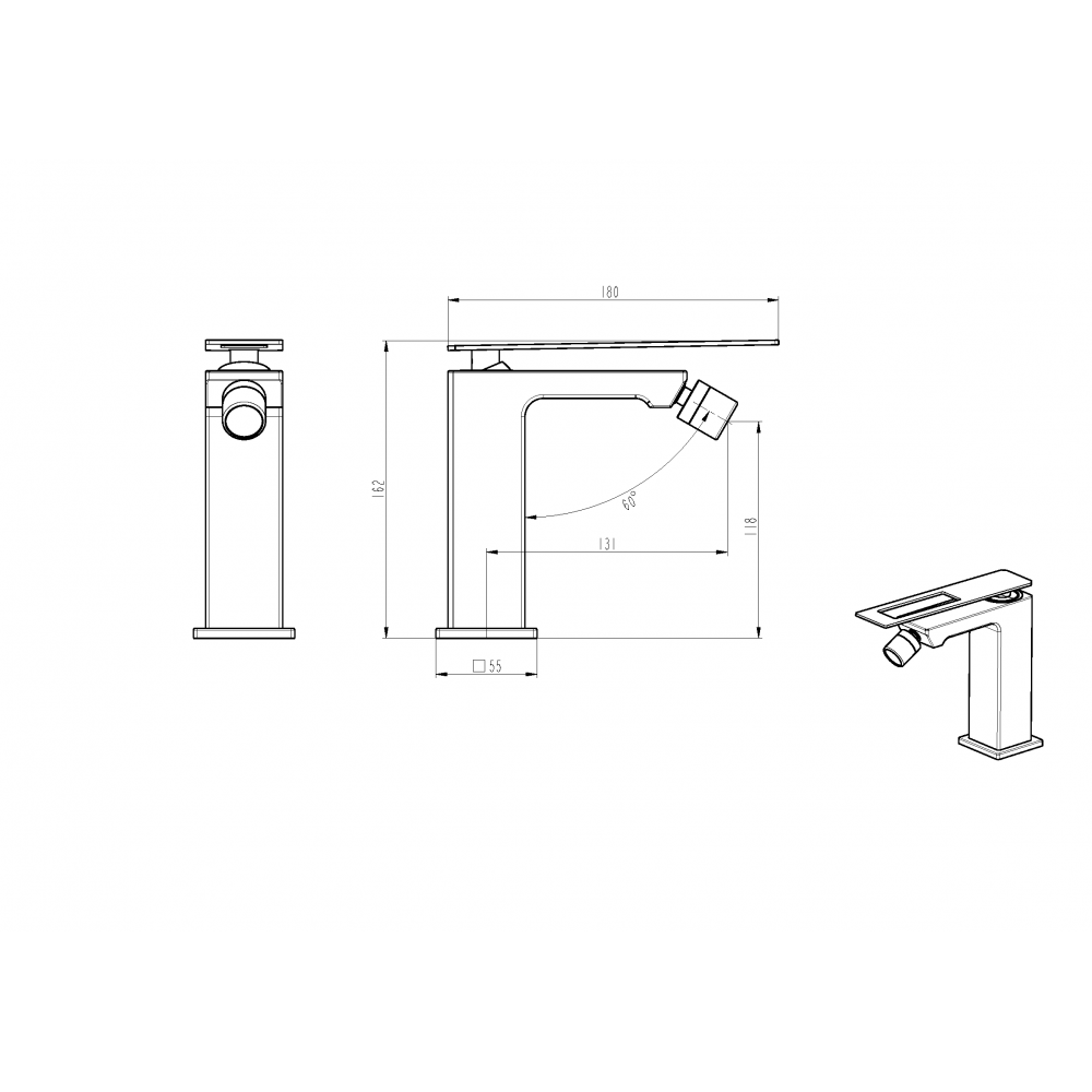 Смеситель Q для биде WhiteChrome_Комплект