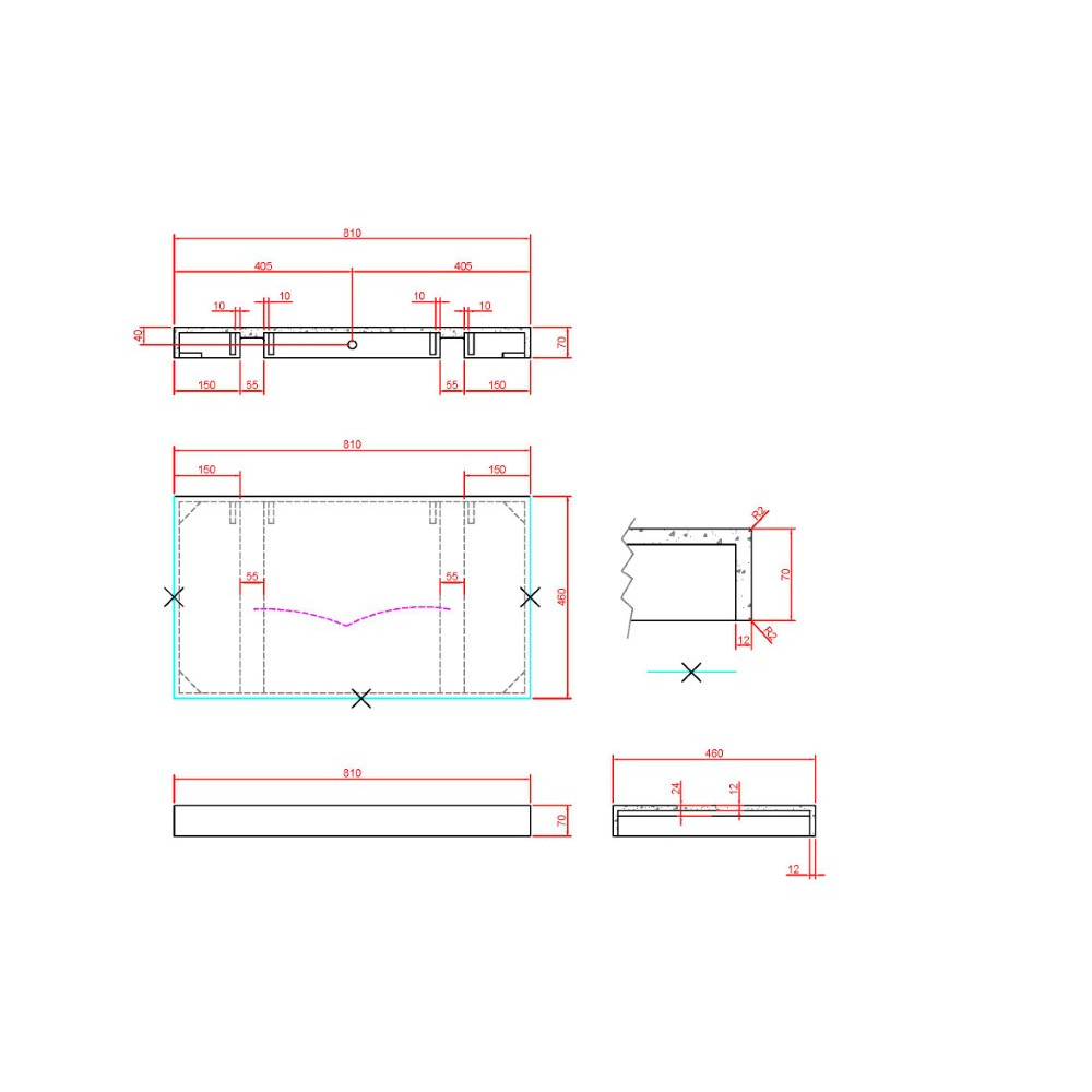 Столешница прямая FLAT CALACATTA 810*460*70