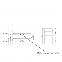 Тумба без раковины Vallessi 120*46cm КАШЕМИР мат. 2 полки