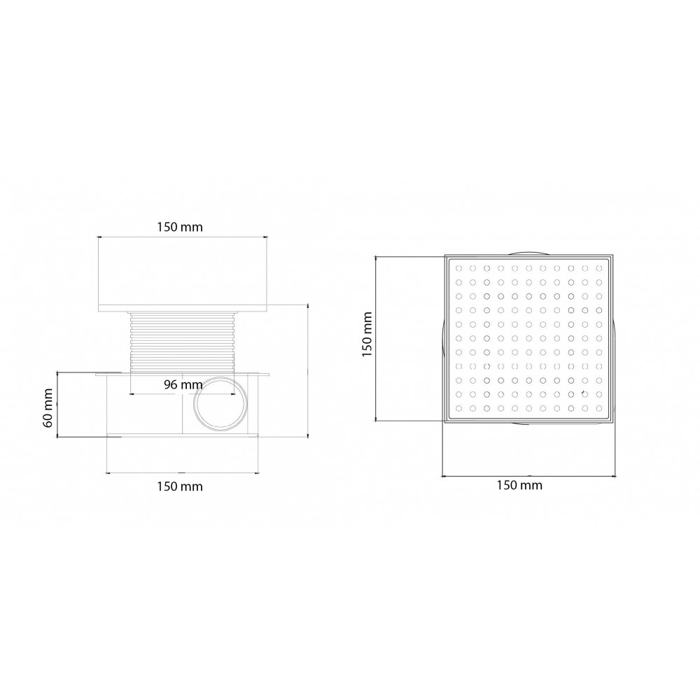 Душевой трап SMART DESIGN 15x15 cm, нерж.сталь ХРОМ