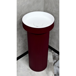 Пьедестал для раковины рифленый Corian 300*720 Burgundy