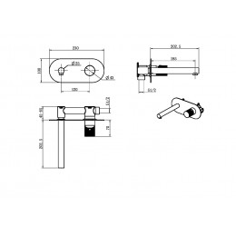 Смеситель STICK из стены Gun Metal TOUCH