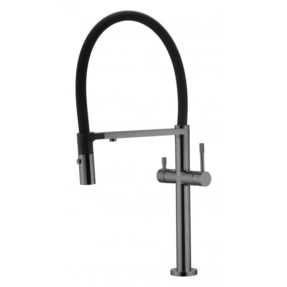 Смеситель для кухни UNO Shine Gun Metal  c краном для питьевой воды
