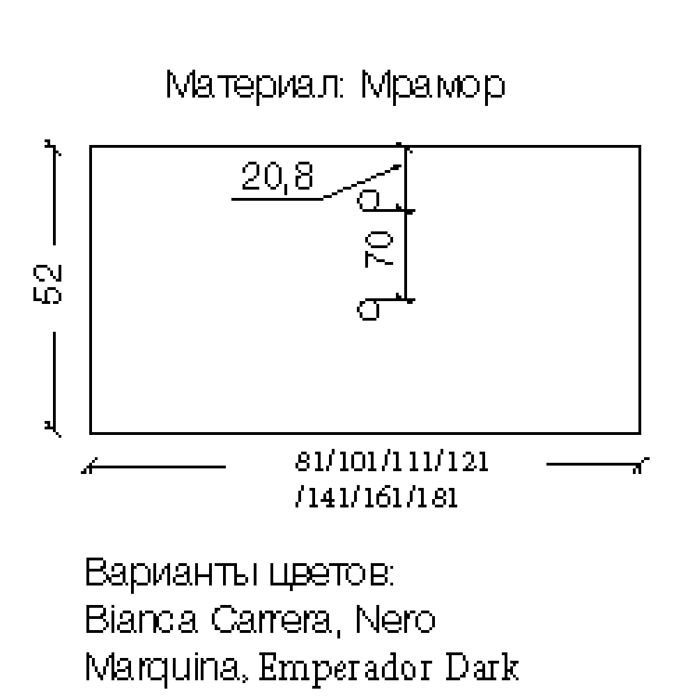 Столешница мрамор 81см Bianca Carrera под LV-6 чашу