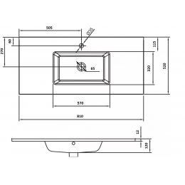 Столешница стекло 80см моноблок Дельмар