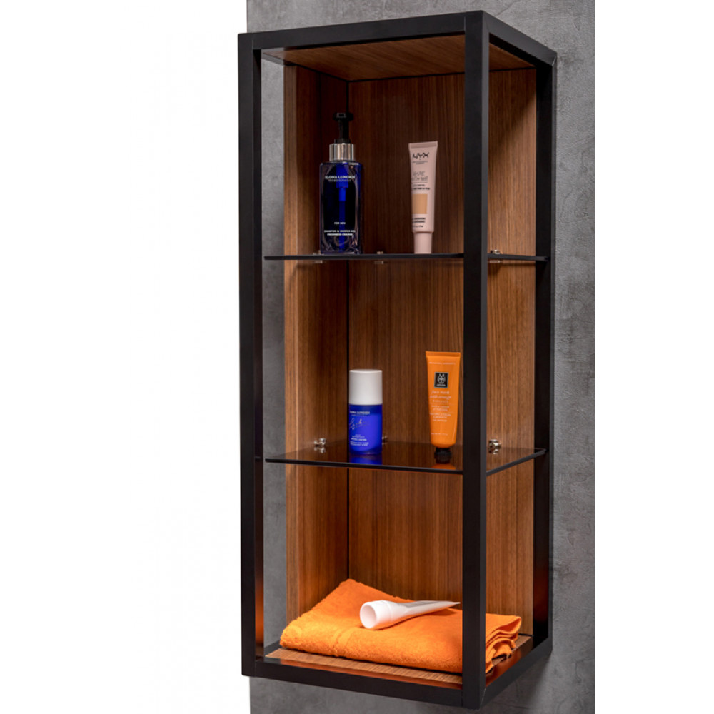 Пенал LOFT низкий dark wood, полки стекло