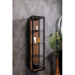 Пенал LOFT высокий dark wood, полки стекло