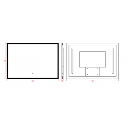 Зеркало прямоугольное без рамы, подсветка, сенсор, 100*70см