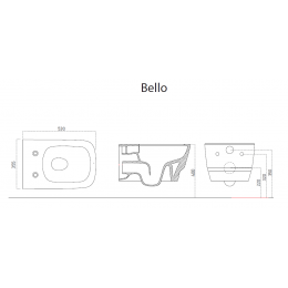 Унитаз подвесной с функцией биде, Bello Белый глянец