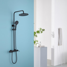 Душевая стойка с изливом, черная матовая, ABBER Emotion AF8816B