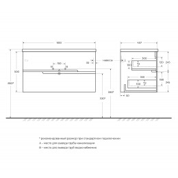 Мебель для ванной CEZARES DUET-N  с двумя ящиками 60, 70, 80, 90, 100, 120 см.