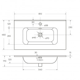 Мебель для ванной CEZARES DUET-N  с двумя ящиками 60, 70, 80, 90, 100, 120 см.