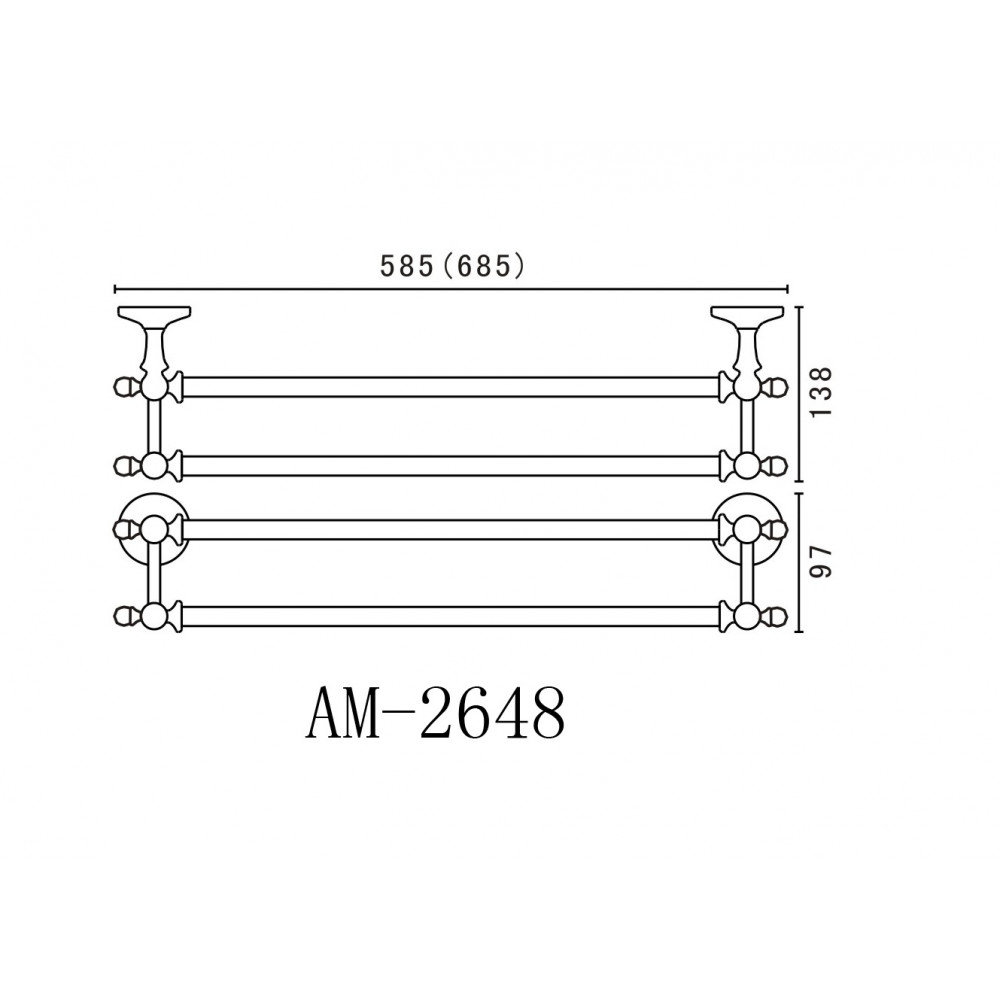 Полотенцедержатель двойной подвесной ART&MAX ANTIC AM-2648