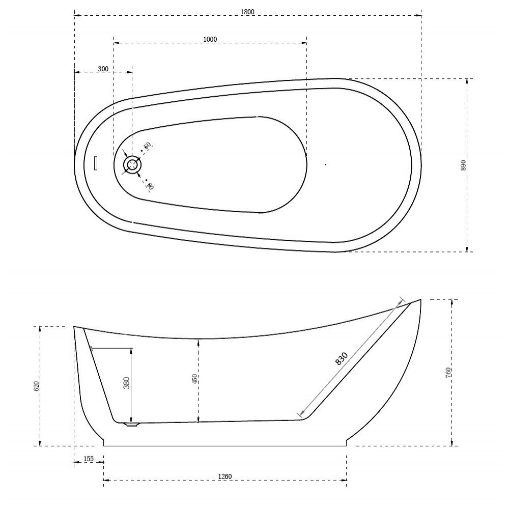 Акриловая ванна ABBER AB9288 белая