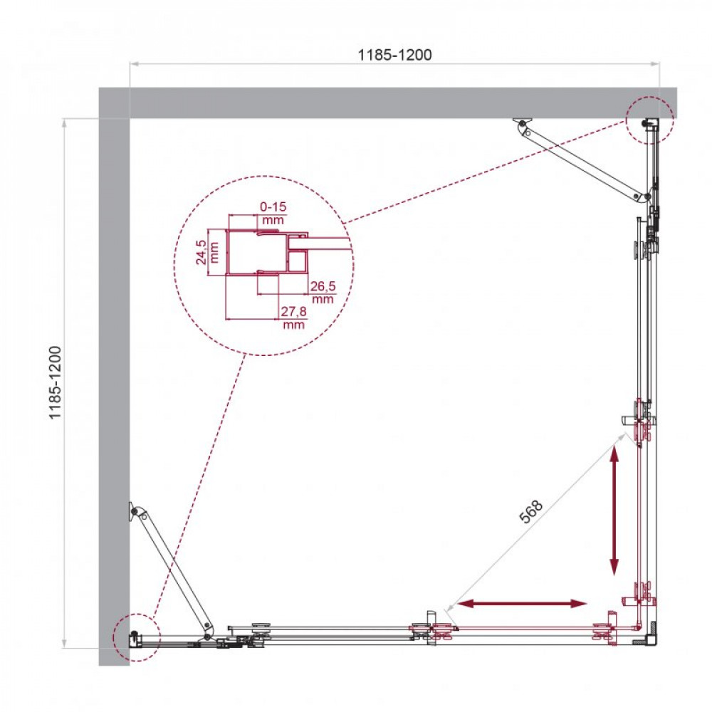 Душевой уголок BELBAGNO LUCE-A-22