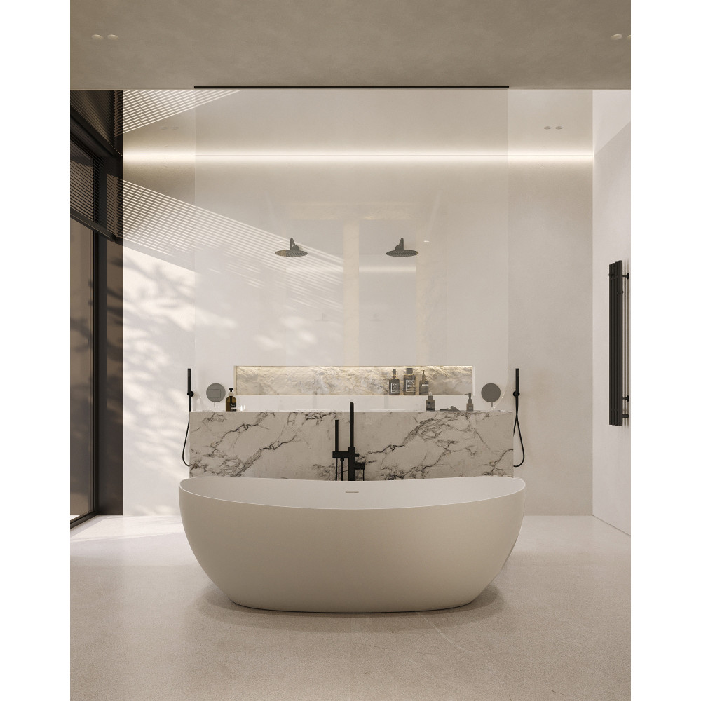 Ванна из искусственного камня ABBER Stein AS9615-1.8 белая матовая