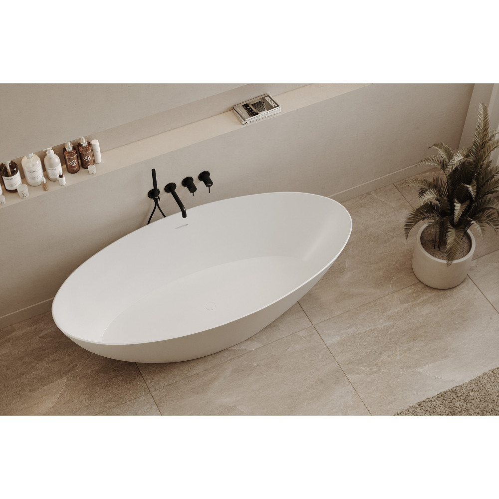 Ванна из искусственного камня ABBER Stein AS9625-1.8 белая матовая